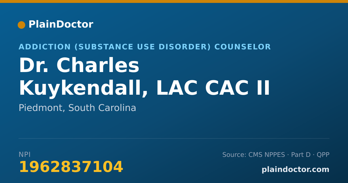 Shareable card for Charles Kuykendall, LAC CAC II MAC - Addiction (Substance Use Disorder) Counselor, Piedmont, SC