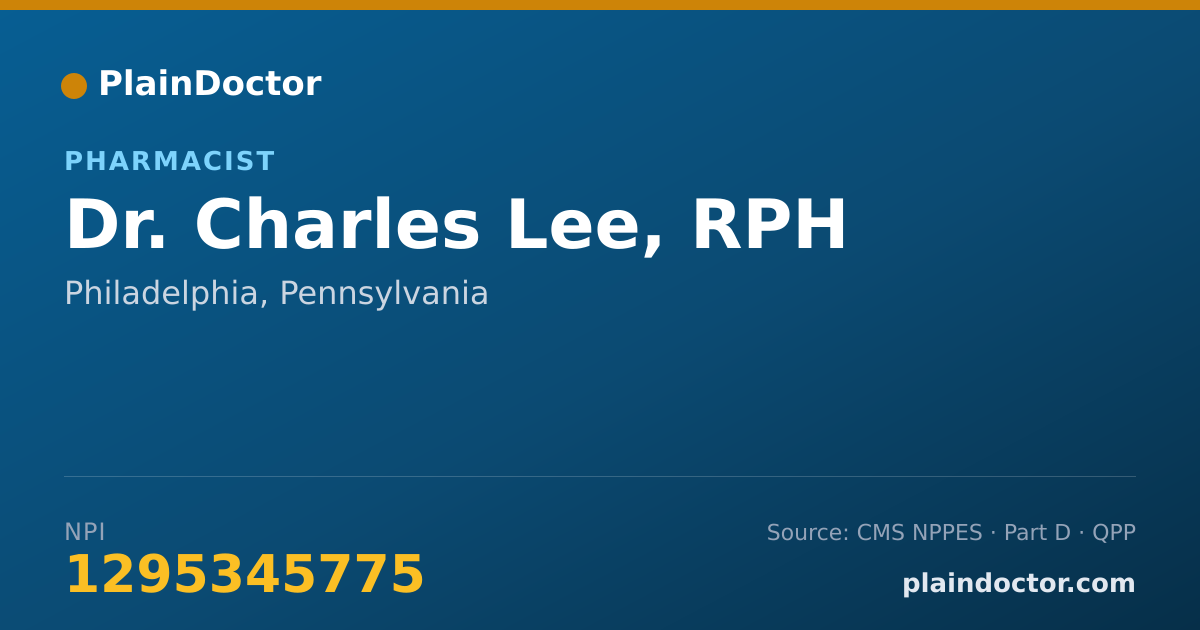 Shareable card for Charles Lee, RPH - Pharmacist, Philadelphia, PA