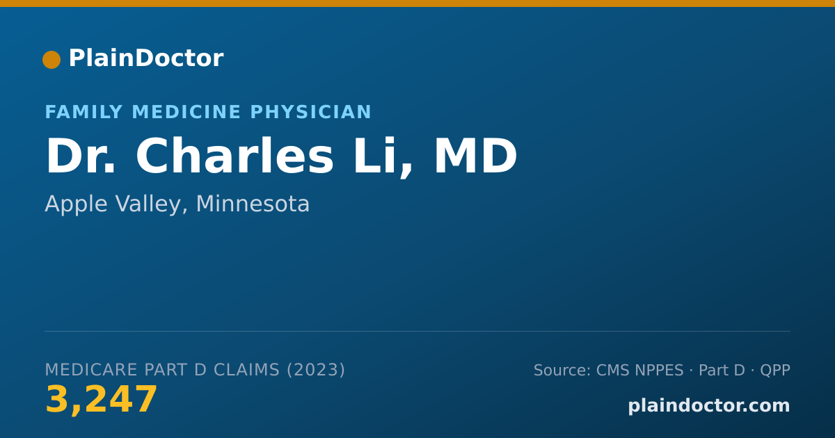 Shareable card for Charles Li, MD - Family Medicine Physician, Apple Valley, MN