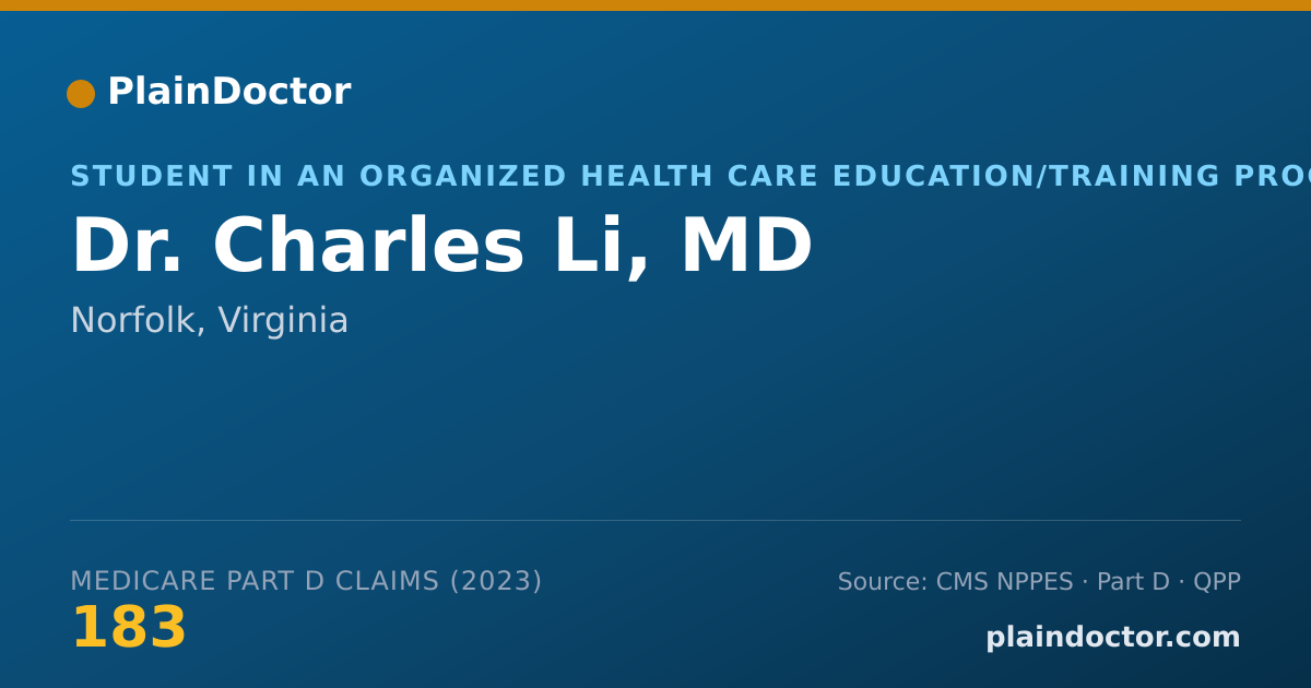 Shareable card for Charles Li, MD - Student in an Organized Health Care Education/Training Program, Norfolk, VA