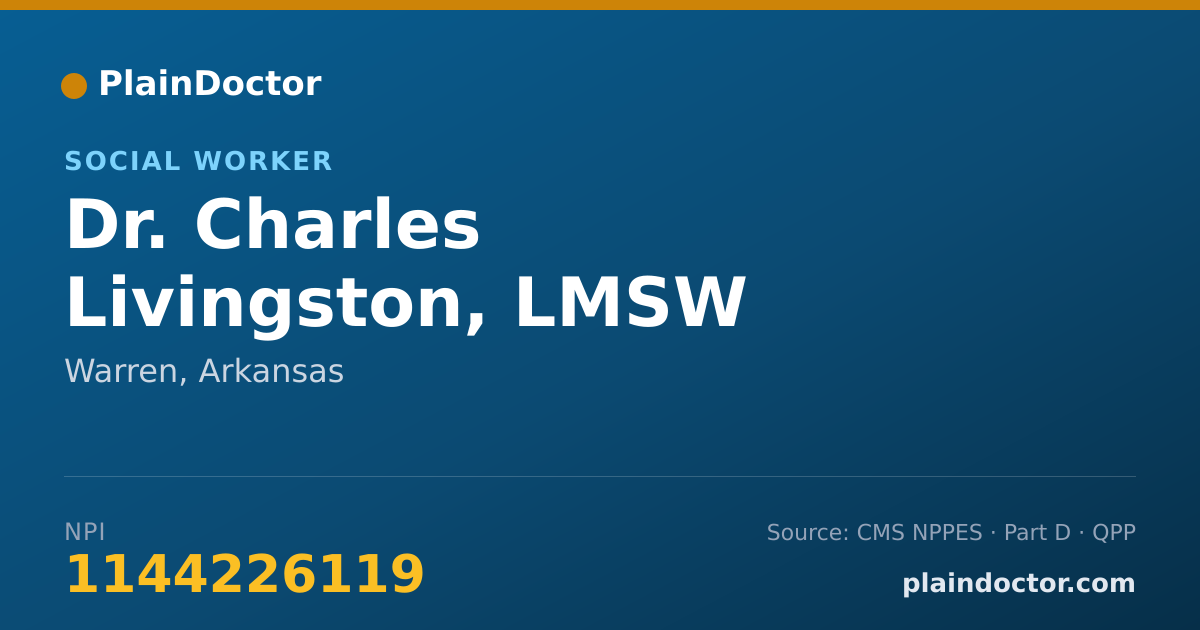 Shareable card for Charles Livingston, LMSW - Social Worker, Warren, AR