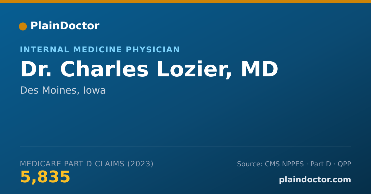 Shareable card for Charles Lozier, MD - Internal Medicine Physician, Des Moines, IA
