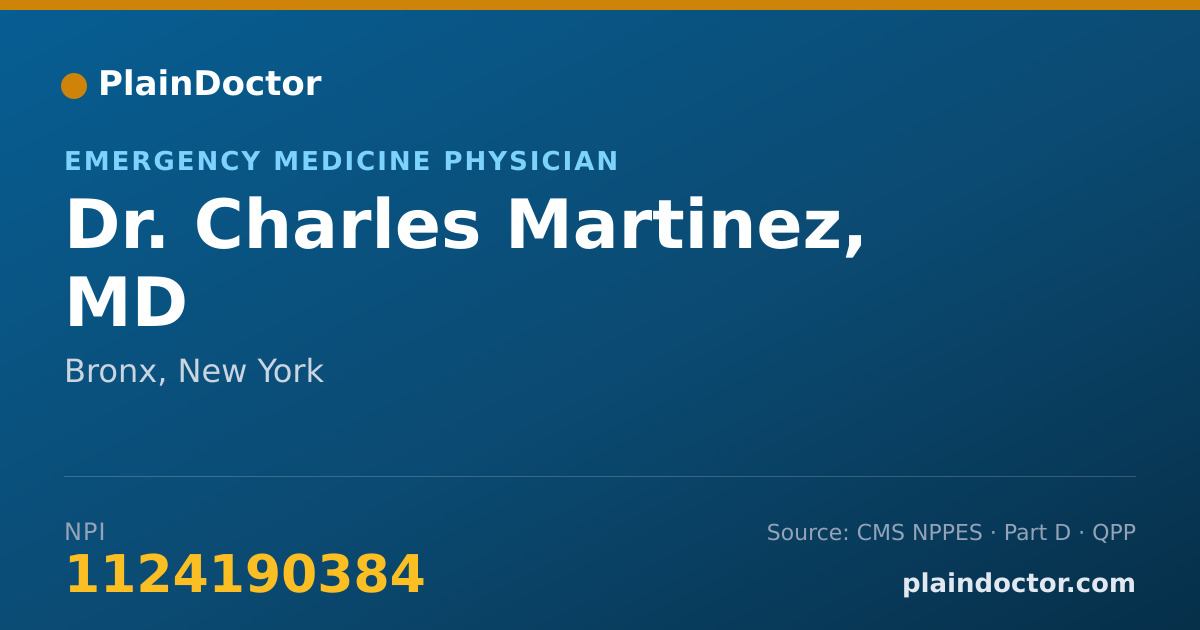 Shareable card for Charles Martinez, MD - Emergency Medicine Physician, Bronx, NY