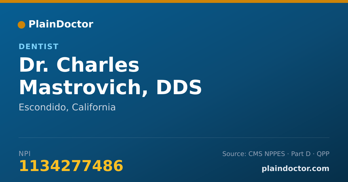 Shareable card for Charles Mastrovich, DDS - Dentist, Escondido, CA