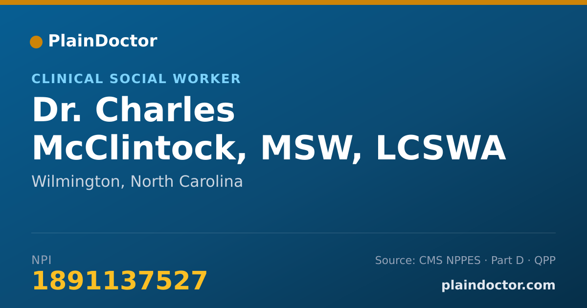 Shareable card for Charles McClintock, MSW, LCSWA - Clinical Social Worker, Wilmington, NC