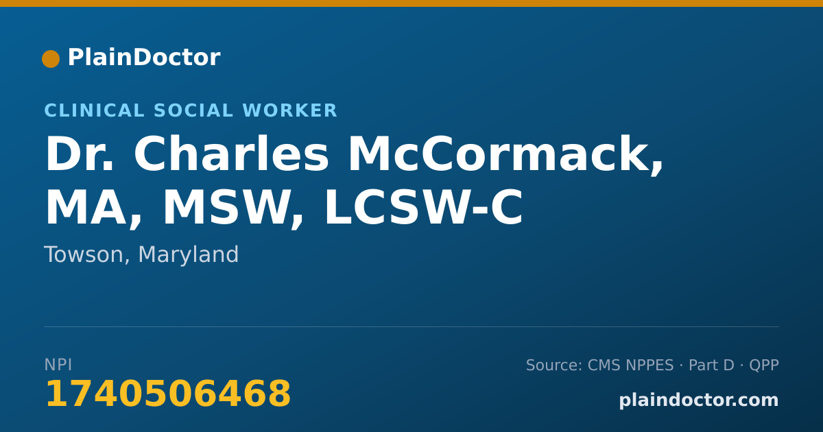 Shareable card for Charles McCormack, MA, MSW, LCSW-C - Clinical Social Worker, Towson, MD