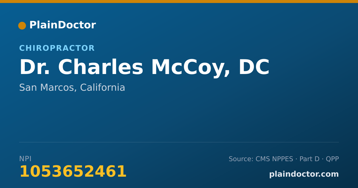 Shareable card for Charles McCoy, DC - Chiropractor, San Marcos, CA