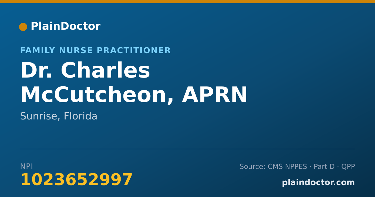 Shareable card for Charles McCutcheon, APRN - Family Nurse Practitioner, Sunrise, FL