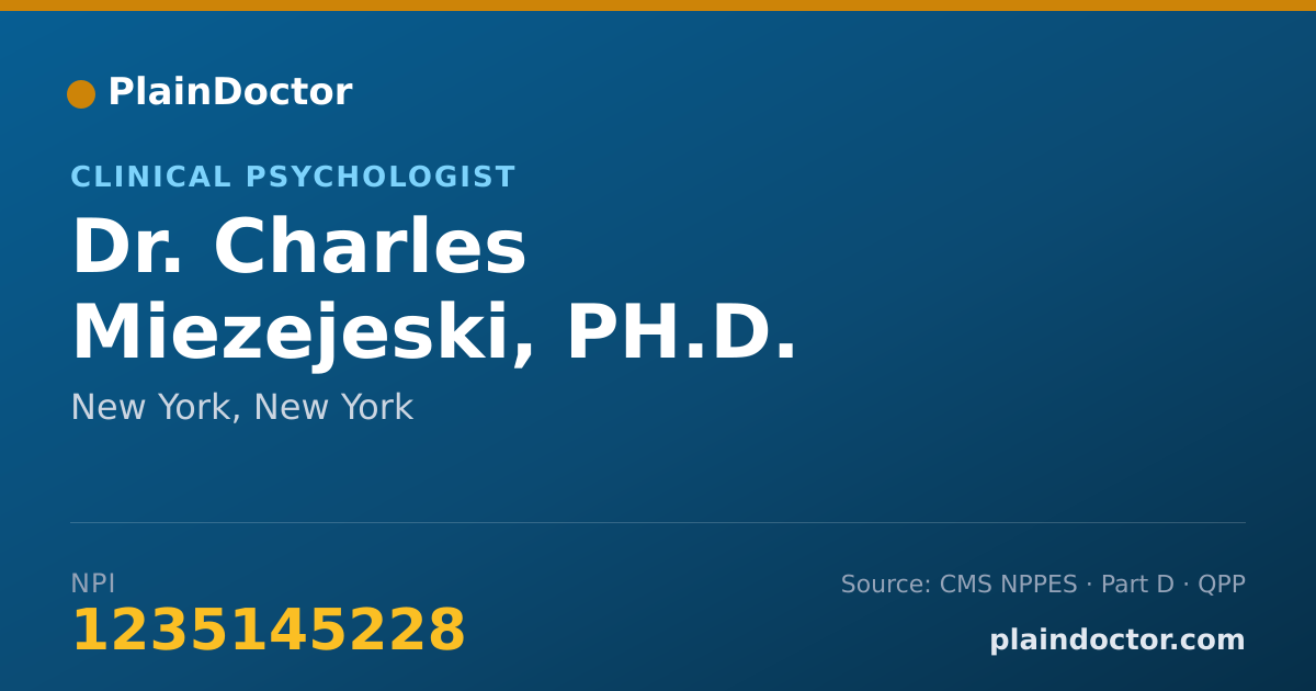 Shareable card for Charles Miezejeski, PH.D. - Clinical Psychologist, New York, NY