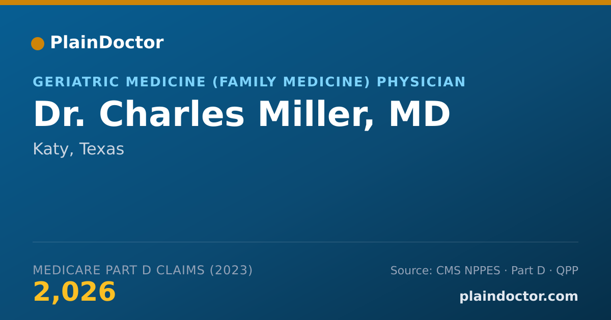 Shareable card for Charles Miller, MD - Geriatric Medicine (Family Medicine) Physician, Katy, TX