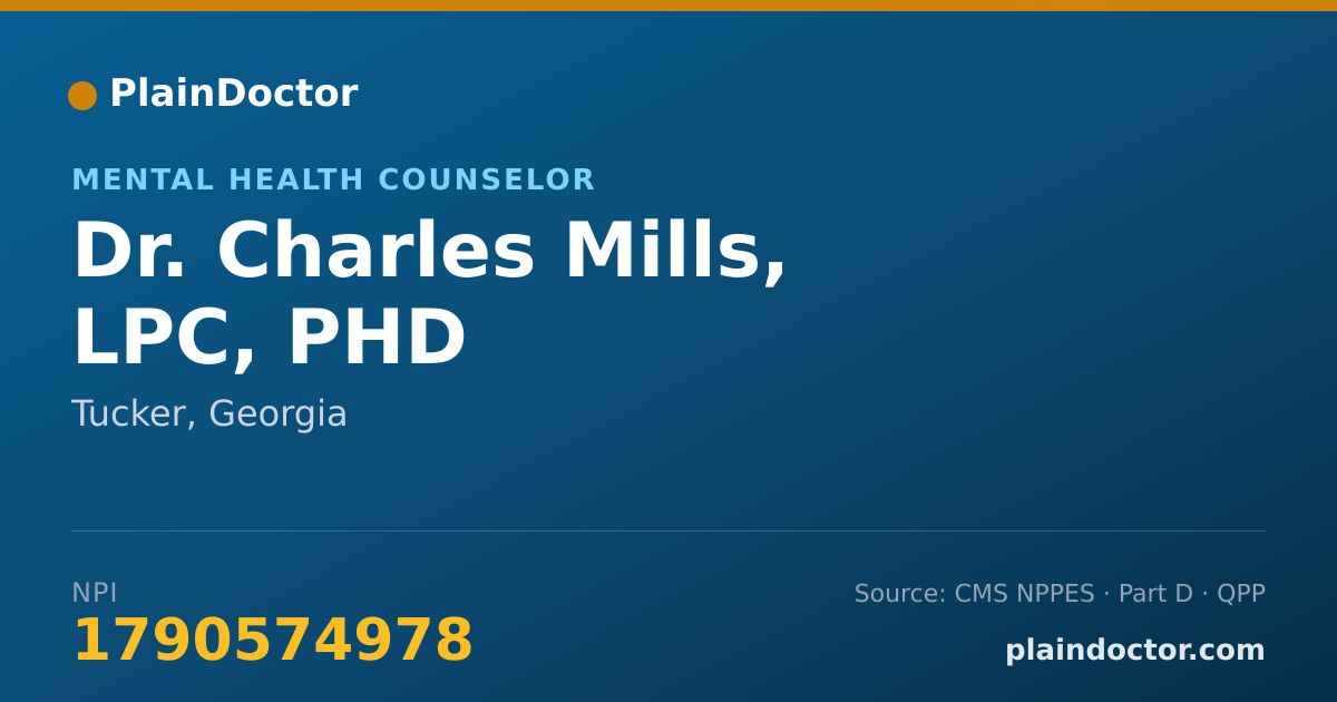 Shareable card for Charles Mills, LPC, PHD - Mental Health Counselor, Tucker, GA