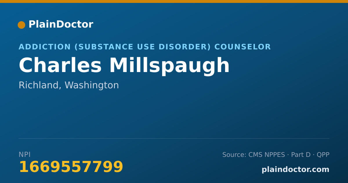 Shareable card for Charles Millspaugh - Addiction (Substance Use Disorder) Counselor, Richland, WA
