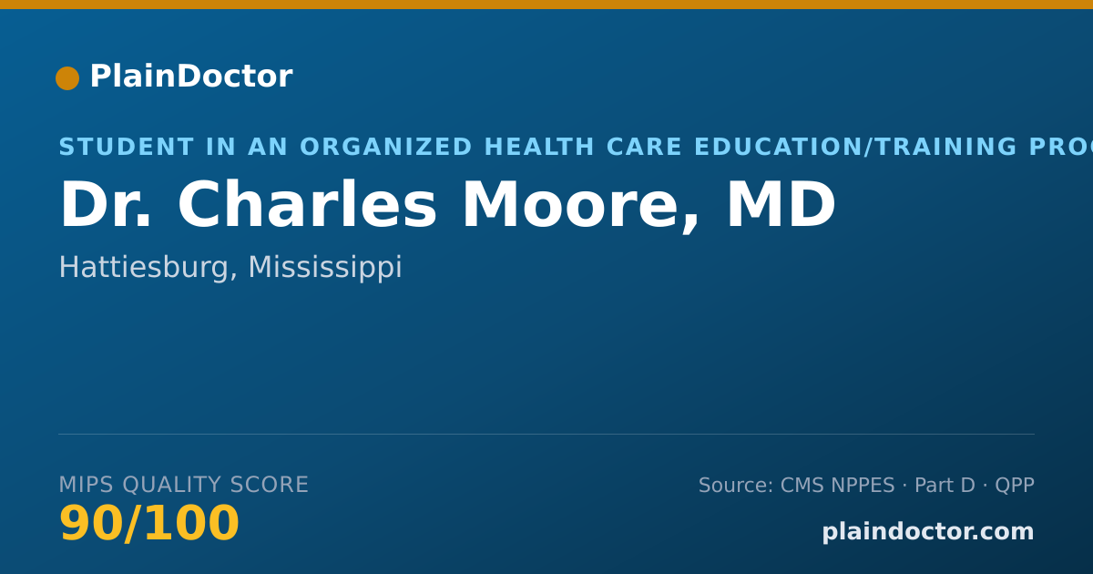 Shareable card for Charles Moore, MD - Student in an Organized Health Care Education/Training Program, Hattiesburg, MS