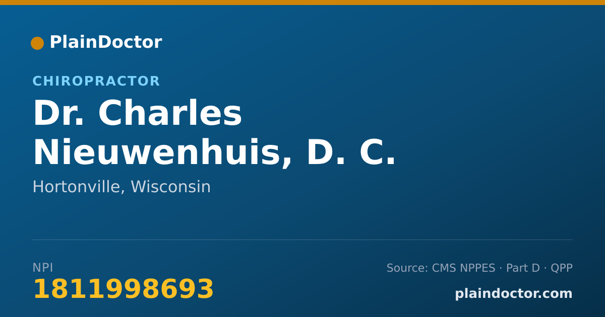 Shareable card for Charles Nieuwenhuis, D. C. - Chiropractor, Hortonville, WI