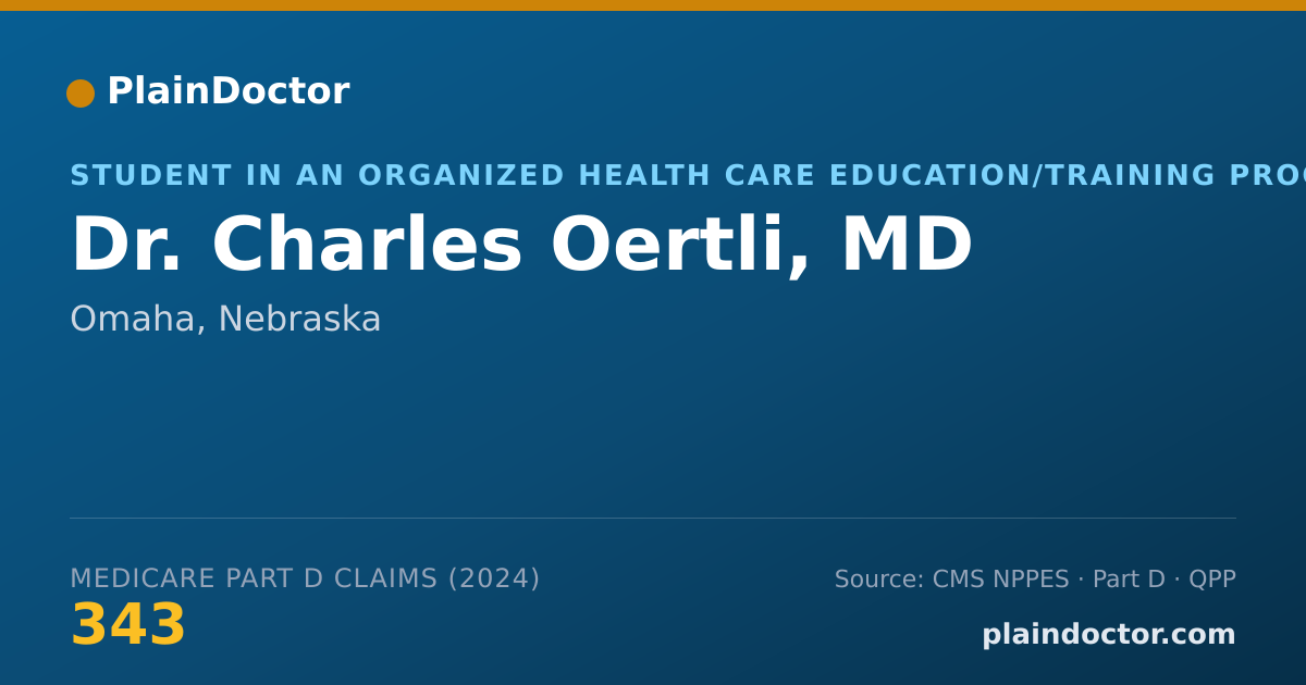 Shareable card for Charles Oertli, MD - Student in an Organized Health Care Education/Training Program, Omaha, NE