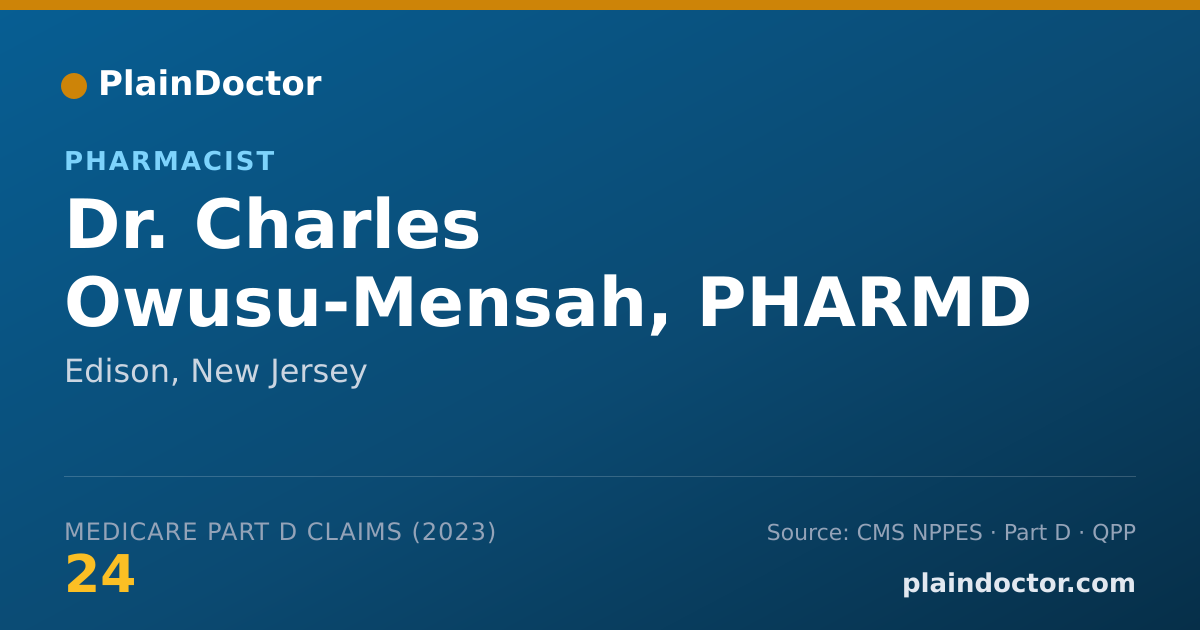 Shareable card for Charles Owusu-Mensah, PHARMD - Pharmacist, Edison, NJ