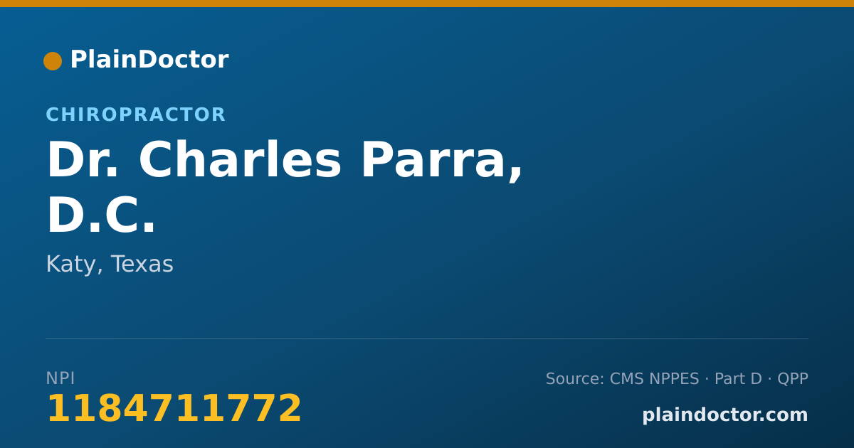 Shareable card for Charles Parra, D.C. - Chiropractor, Katy, TX