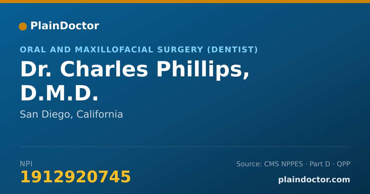 Shareable card for Charles Phillips, D.M.D. - Oral and Maxillofacial Surgery (Dentist), San Diego, CA