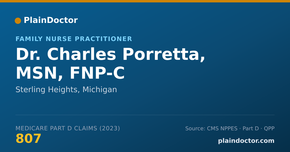 Shareable card for Charles Porretta, MSN, FNP-C - Family Nurse Practitioner, Sterling Heights, MI