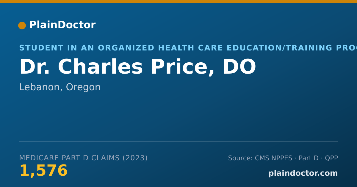 Shareable card for Charles Price, DO - Student in an Organized Health Care Education/Training Program, Lebanon, OR