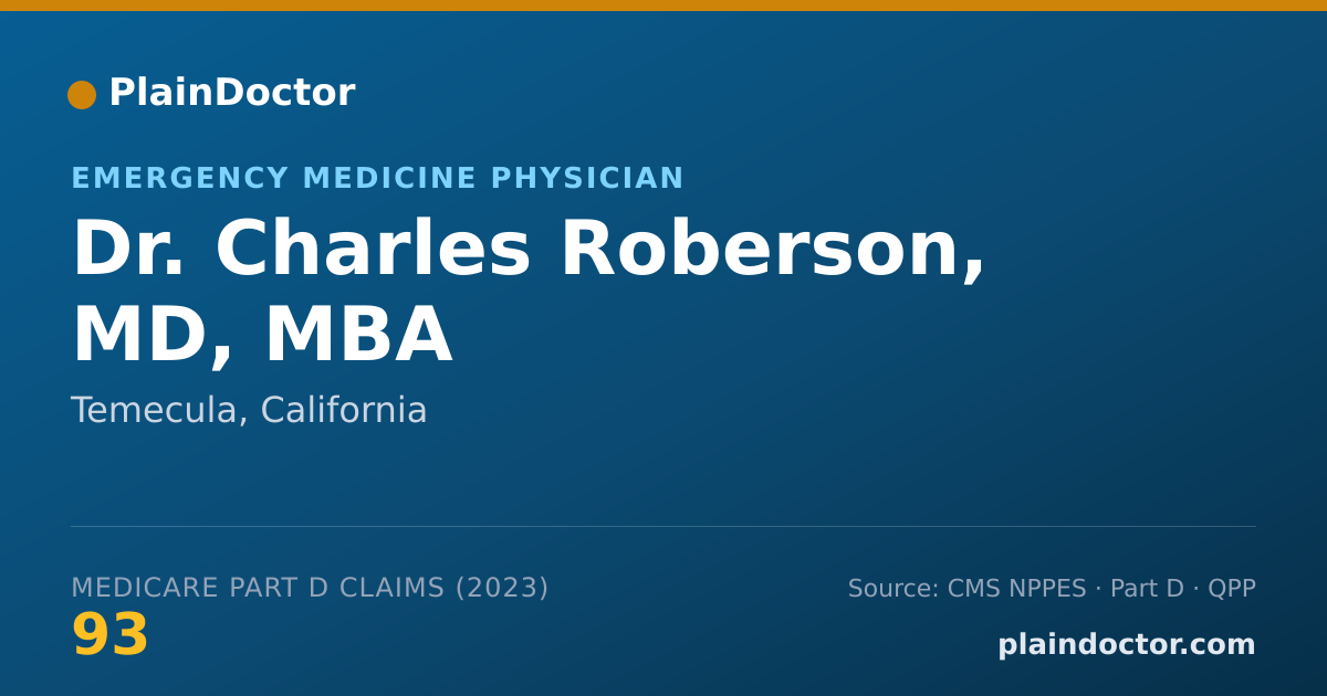 Shareable card for Charles Roberson, MD, MBA - Emergency Medicine Physician, Temecula, CA