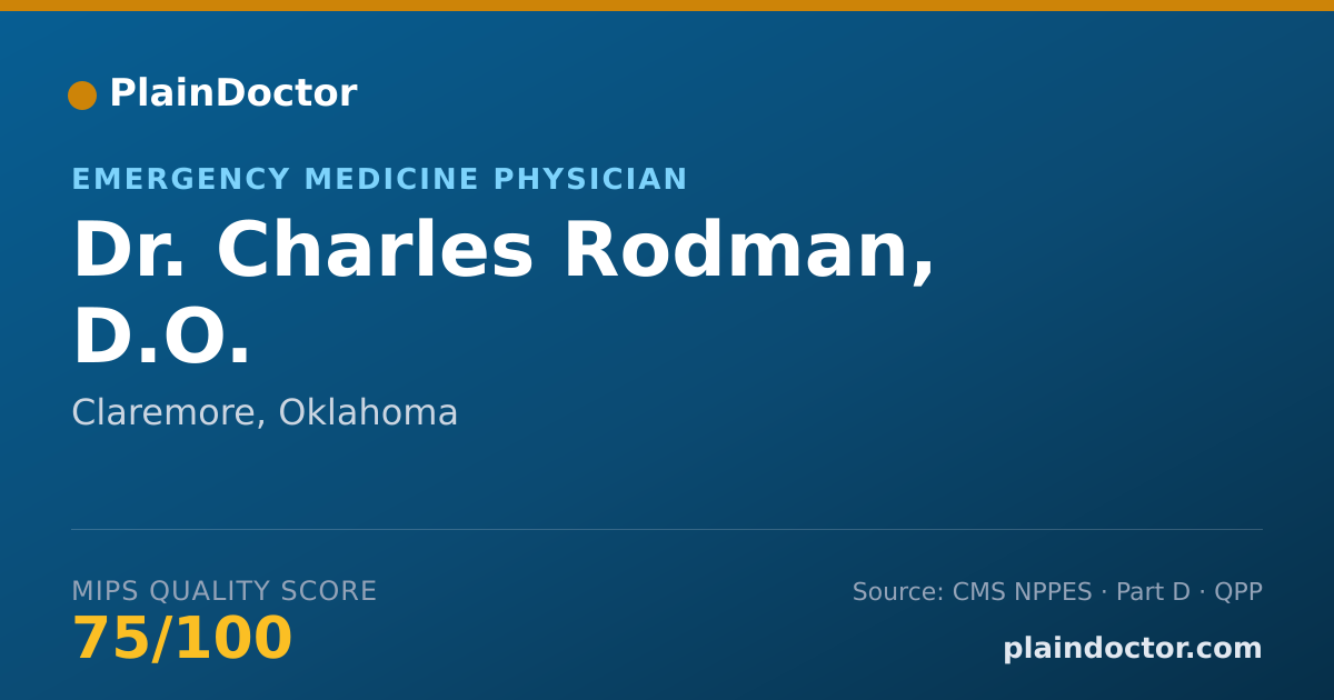 Shareable card for Charles Rodman, D.O. - Emergency Medicine Physician, Claremore, OK