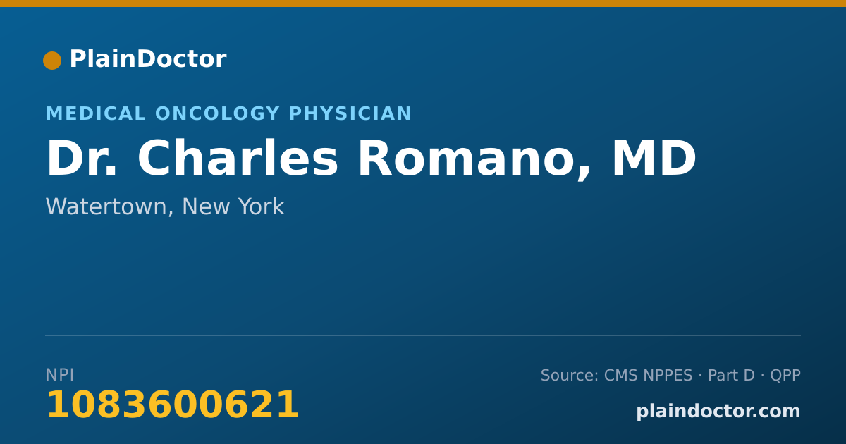 Shareable card for Charles Romano, MD - Medical Oncology Physician, Watertown, NY