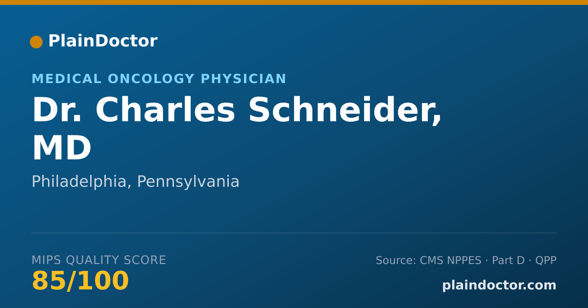 Shareable card for Charles Schneider, MD - Medical Oncology Physician, Philadelphia, PA