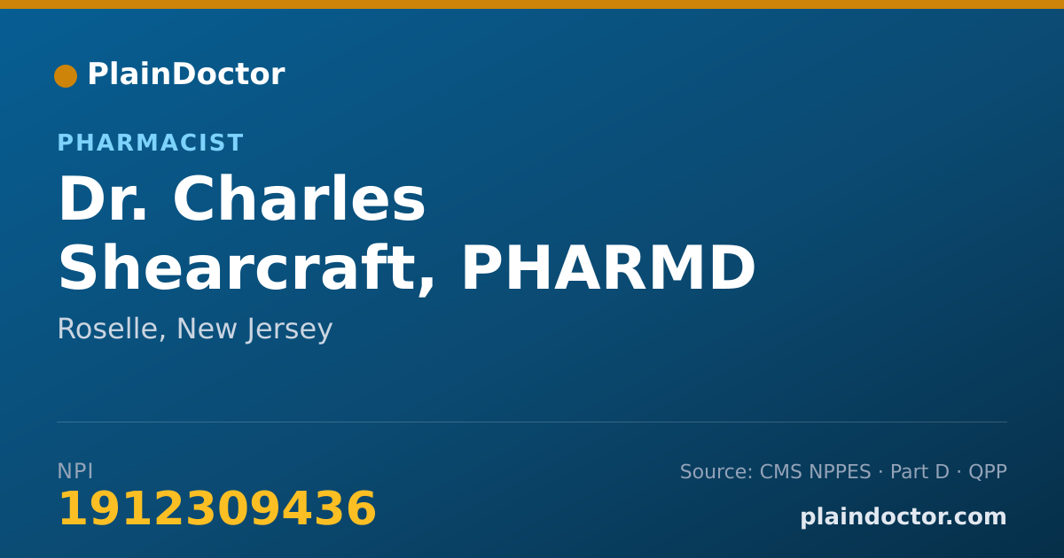 Shareable card for Charles Shearcraft, PHARMD - Pharmacist, Roselle, NJ