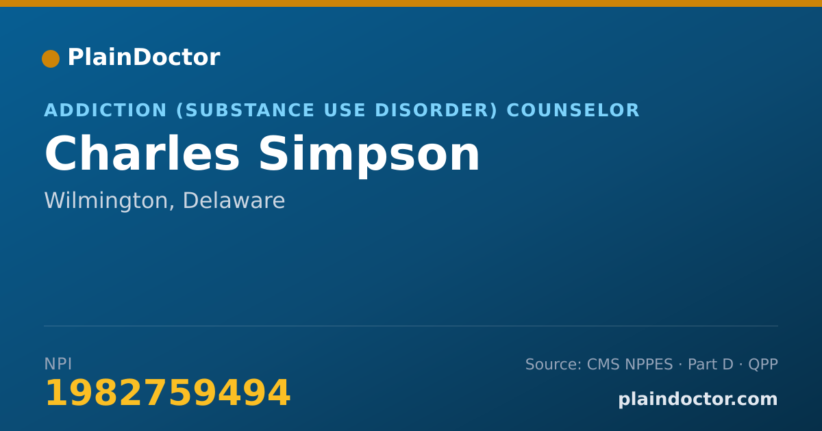 Shareable card for Charles Simpson - Addiction (Substance Use Disorder) Counselor, Wilmington, DE