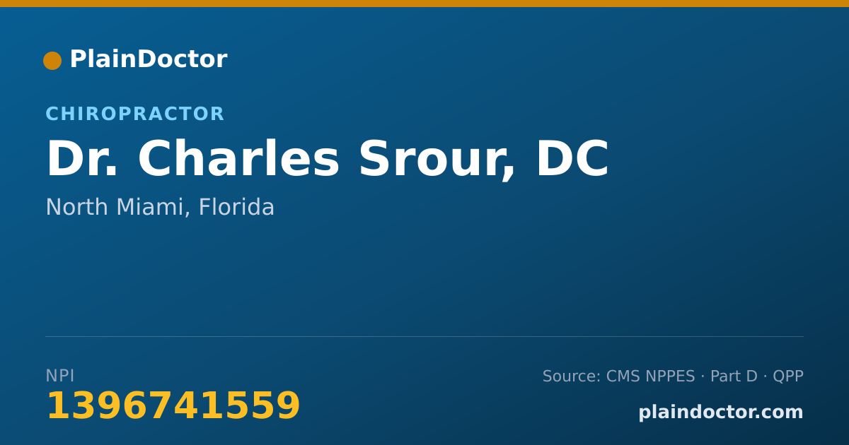 Shareable card for Charles Srour, DC - Chiropractor, North Miami, FL