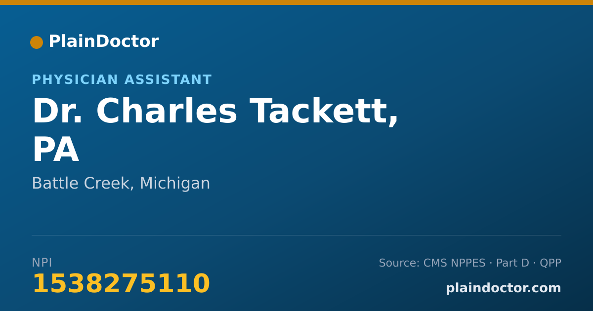 Shareable card for Charles Tackett, PA - Physician Assistant, Battle Creek, MI