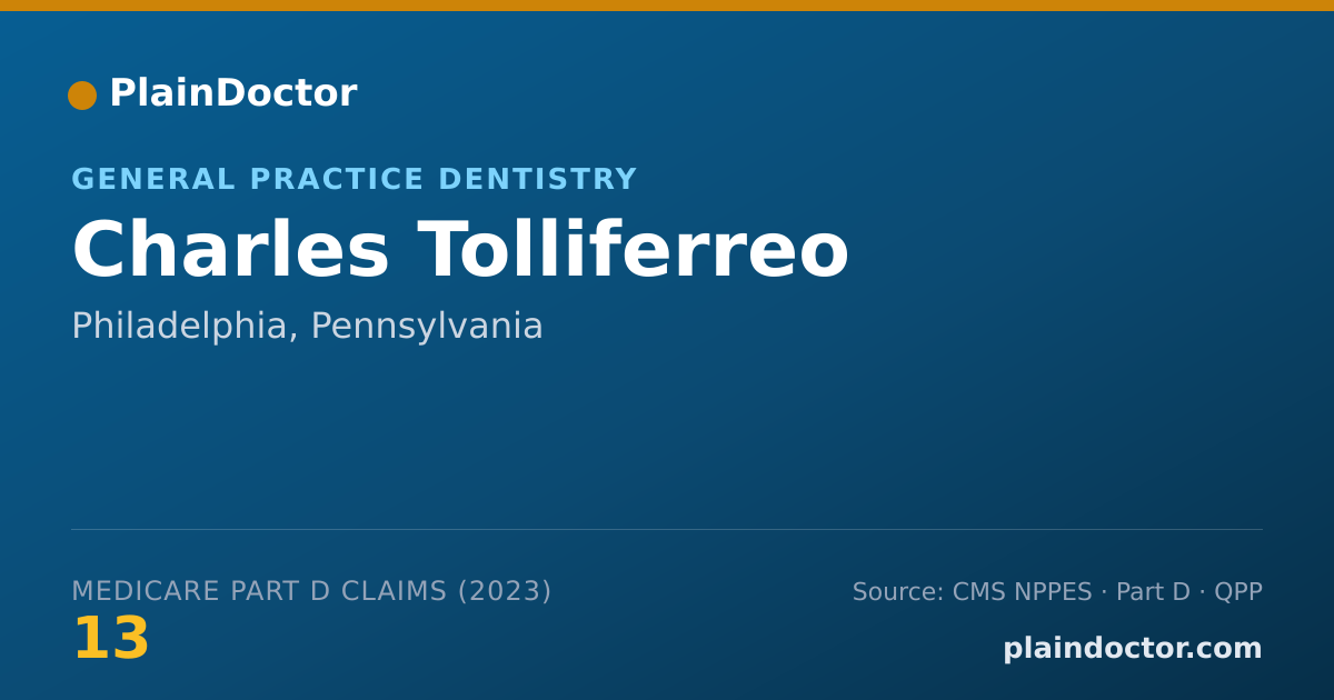 Shareable card for Charles Tolliferreo - General Practice Dentistry, Philadelphia, PA