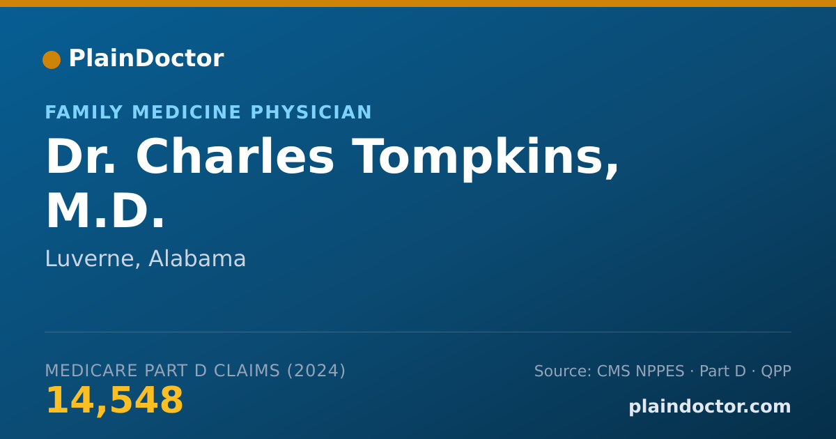 Shareable card for Charles Tompkins, M.D. - Family Medicine Physician, Luverne, AL