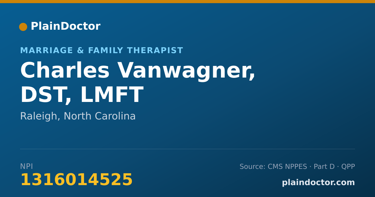 Shareable card for Charles Vanwagner, DST, LMFT - Marriage & Family Therapist, Raleigh, NC