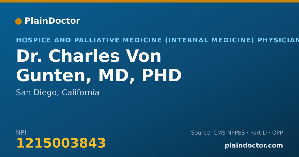 Shareable card for Charles Von Gunten, MD, PHD - Hospice and Palliative Medicine (Internal Medicine) Physician, San Diego, CA