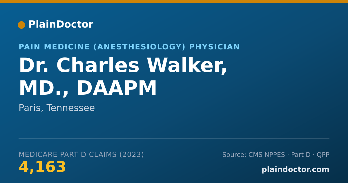 Shareable card for Charles Walker, MD., DAAPM - Pain Medicine (Anesthesiology) Physician, Paris, TN