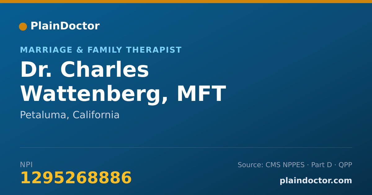 Shareable card for Charles Wattenberg, MFT - Marriage & Family Therapist, Petaluma, CA