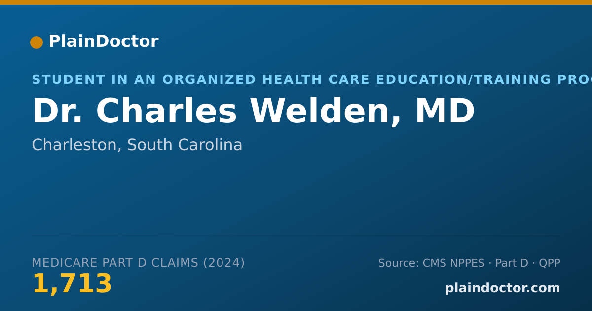 Shareable card for Charles Welden, MD - Student in an Organized Health Care Education/Training Program, Charleston, SC
