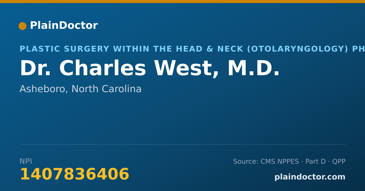 Shareable card for Charles West, M.D. - Plastic Surgery within the Head & Neck (Otolaryngology) Physician, Asheboro, NC