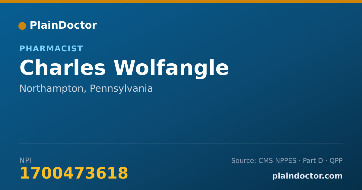 Shareable card for Charles Wolfangle - Pharmacist, Northampton, PA