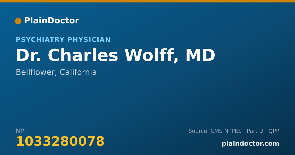 Shareable card for Charles Wolff, MD - Psychiatry Physician, Bellflower, CA