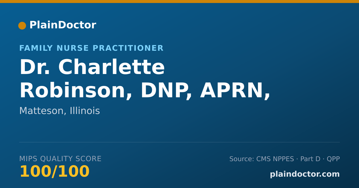 Shareable card for Charlette Robinson, DNP, APRN, FNP-C - Family Nurse Practitioner, Matteson, IL