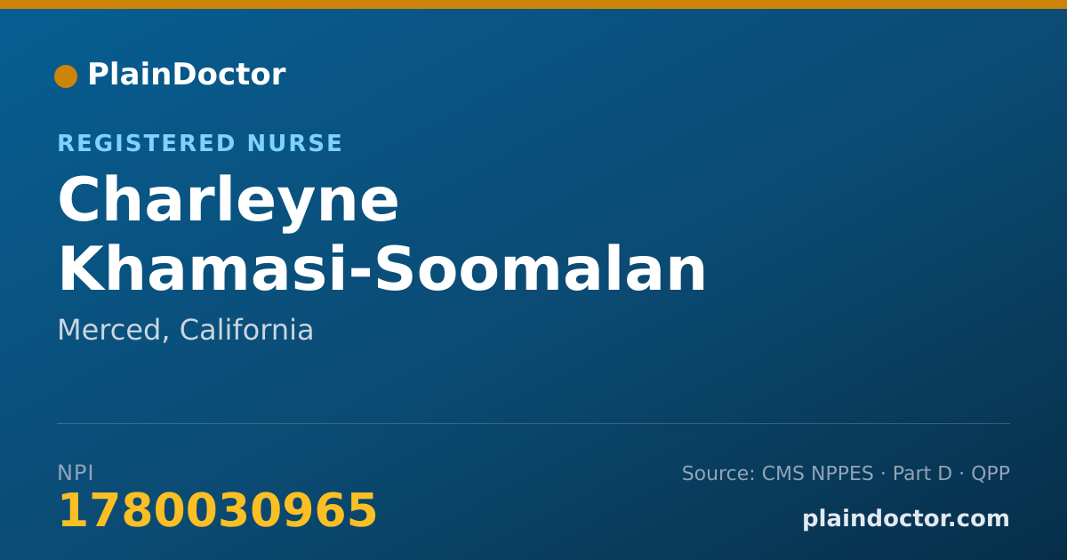 Shareable card for Charleyne Khamasi-Soomalan - Registered Nurse, Merced, CA