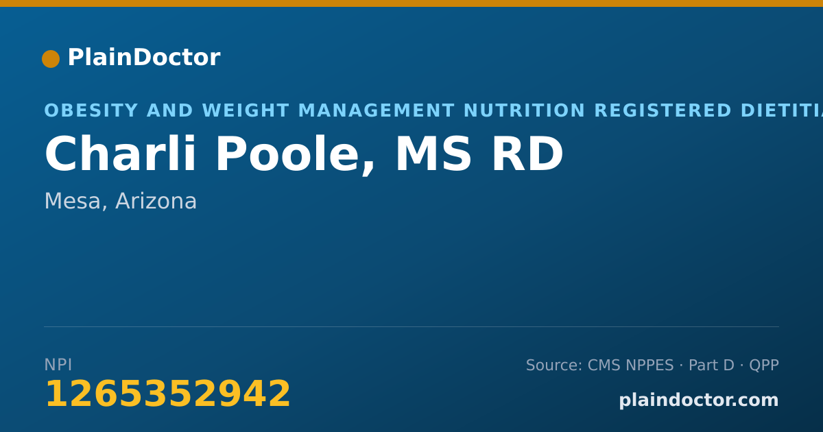 Shareable card for Charli Poole, MS RD - Obesity and Weight Management Nutrition Registered Dietitian, Mesa, AZ
