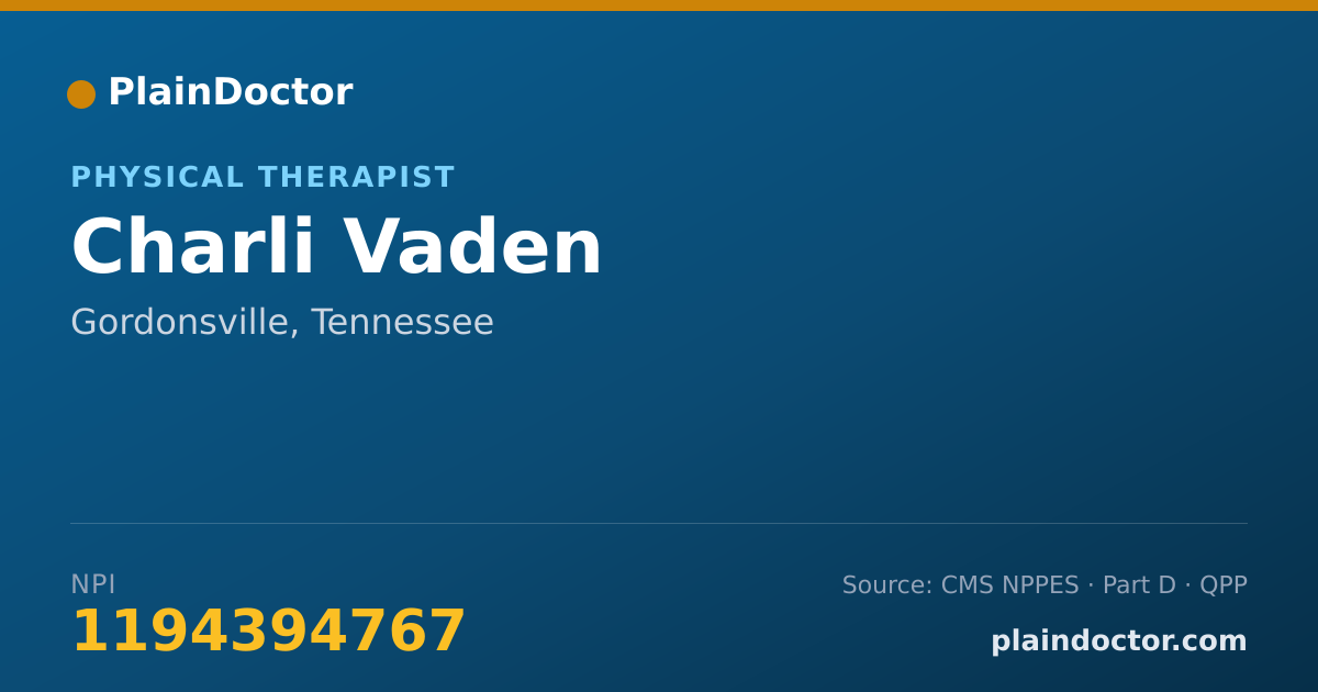 Shareable card for Charli Vaden - Physical Therapist, Gordonsville, TN