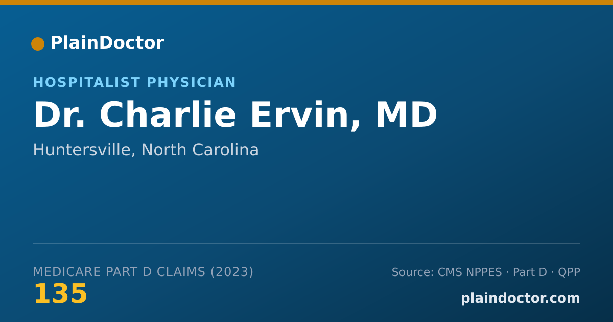 Shareable card for Charlie Ervin, MD - Hospitalist Physician, Huntersville, NC