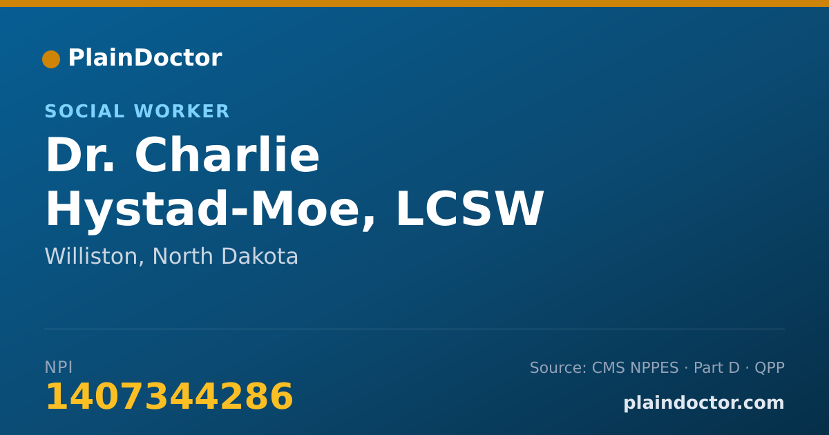 Shareable card for Charlie Hystad-Moe, LCSW - Social Worker, Williston, ND