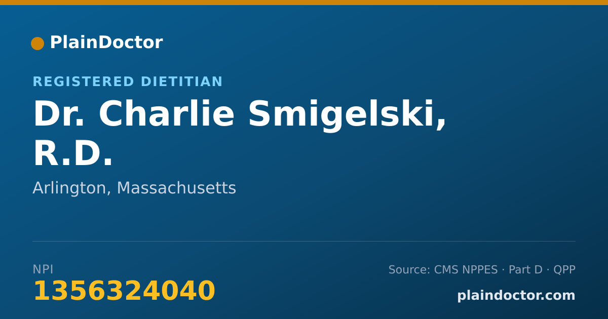 Shareable card for Charlie Smigelski, R.D. - Registered Dietitian, Arlington, MA