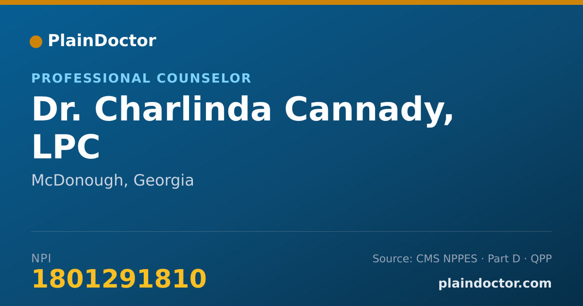 Shareable card for Charlinda Cannady, LPC - Professional Counselor, McDonough, GA